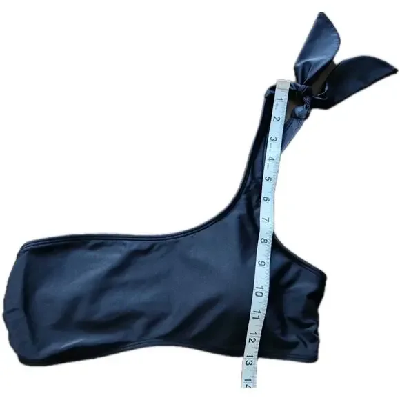 Abercrombie & Fitch One shoulder tie black swimsuit top size Medium euc - Picture 3 of 5